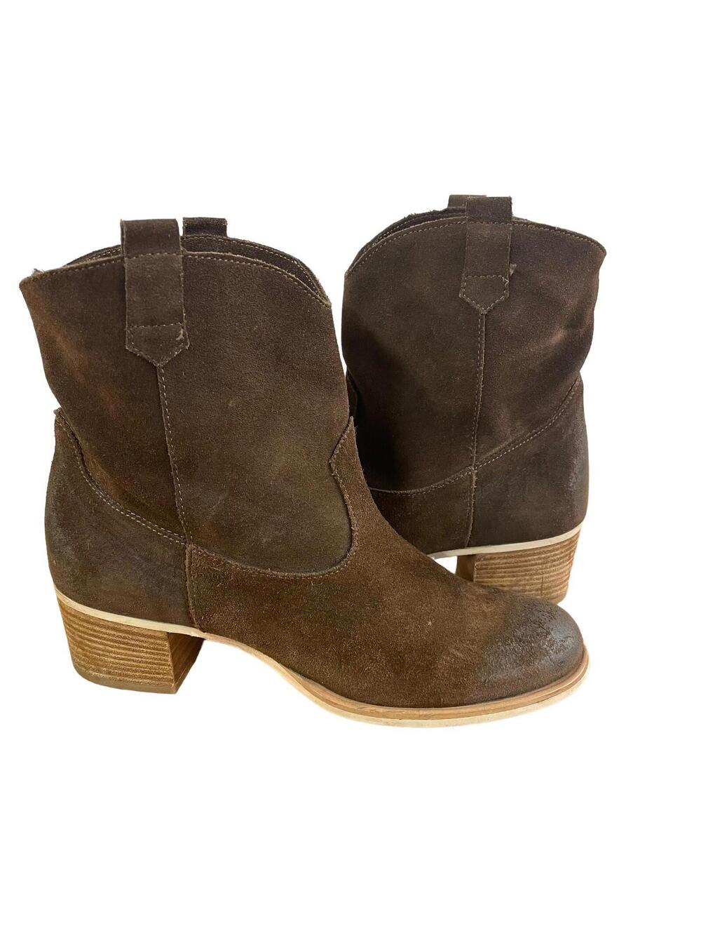 Sundance Factory Distressed Chocolate Brown Suede Booties 8 (39)